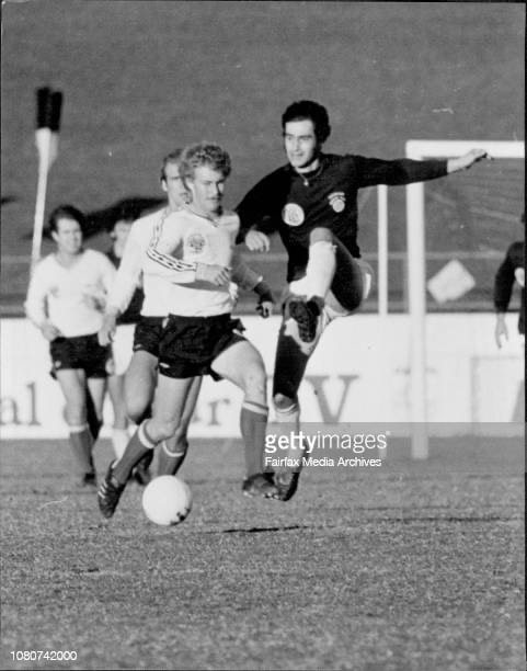 Peter Stone in action during a National Soccer League match