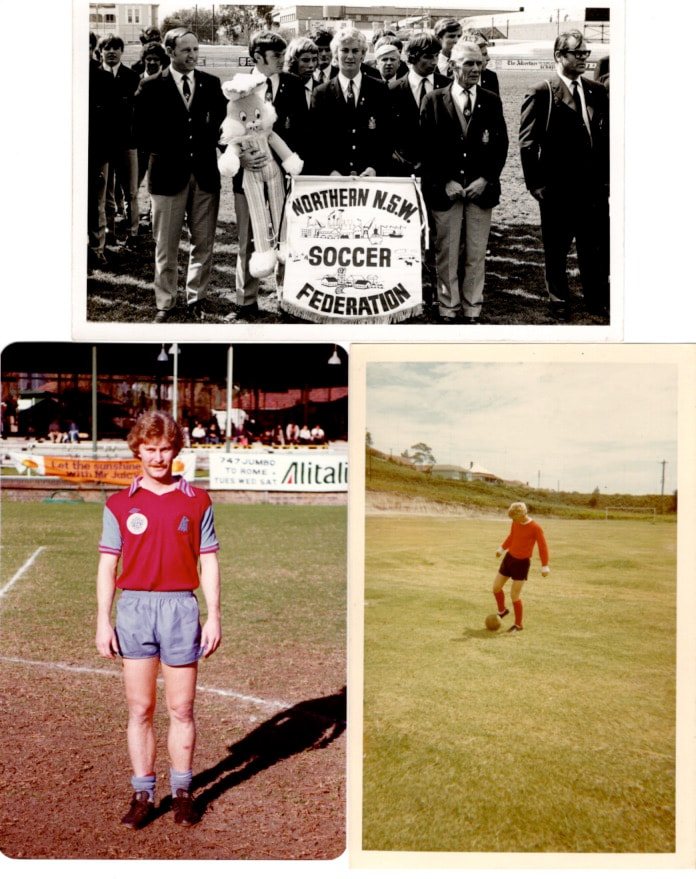 Northern NSW Soccer Federation team photograph and two photos of a young Peter Stone in his junior kit