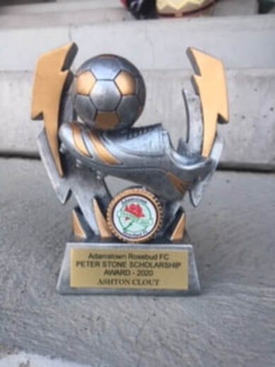The Adamstown Rosebud FC Peter Stone Scholarship Award trophy, 2020